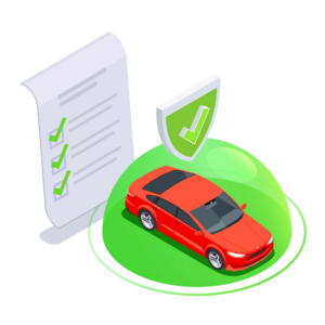 Car Ownership Usage Isometric Composition With Bubble Protected Car Icon With Sign Paper Agreement 300x300